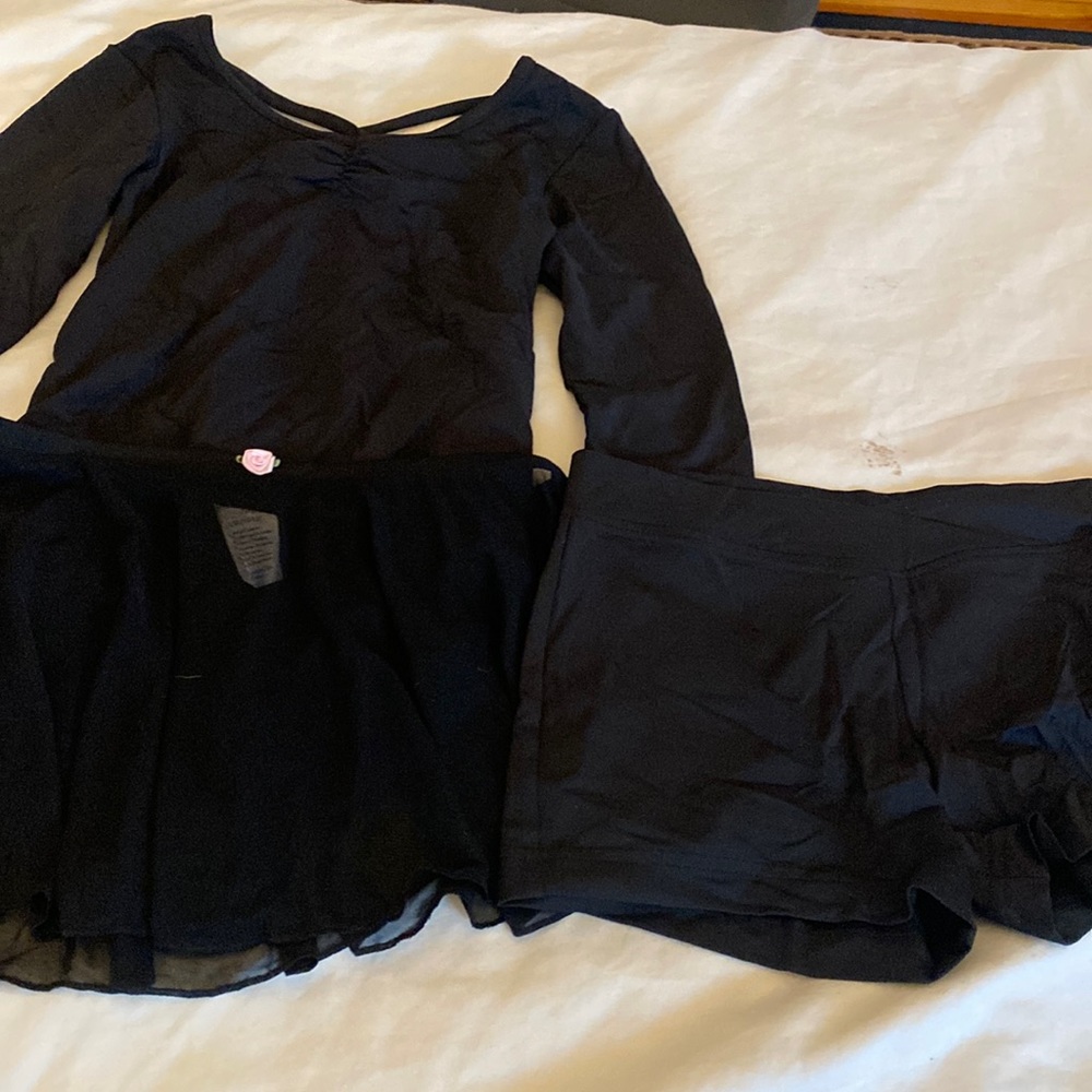 Danskin Black leotard with skirt and shorts- 10-12